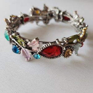 Vintage Style Open Cuff Bangle with a Leaf Vine